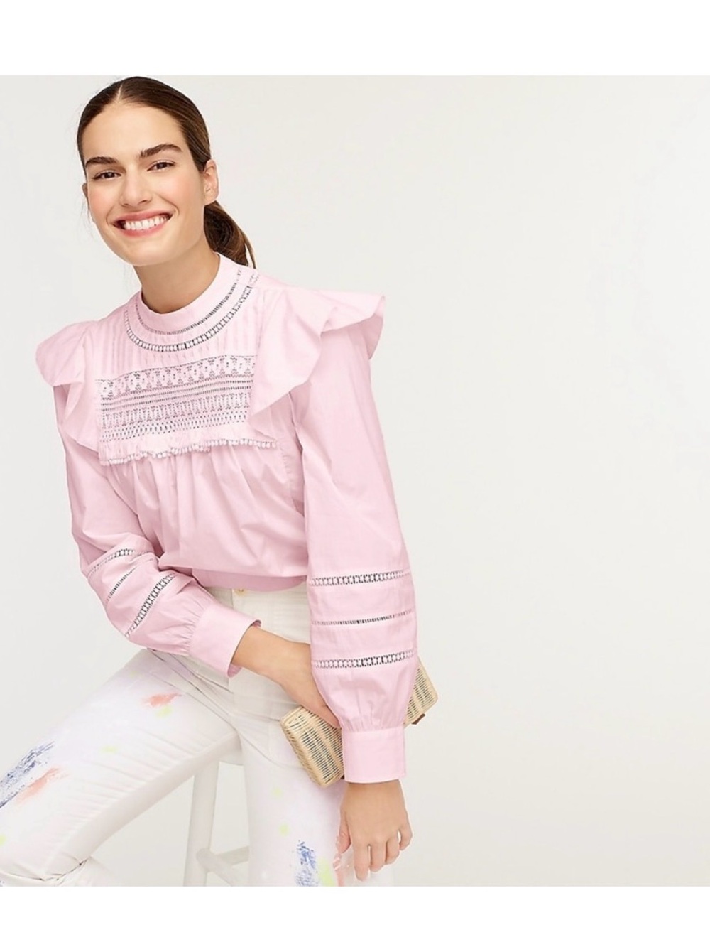 NWT J. Crew Crocheted Lace Ruffle Top